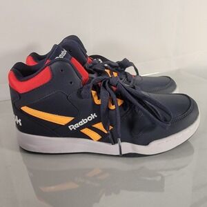 Reebok Boys Court Basketball Shoes Size 6.5 Navy Blue Red Gold White